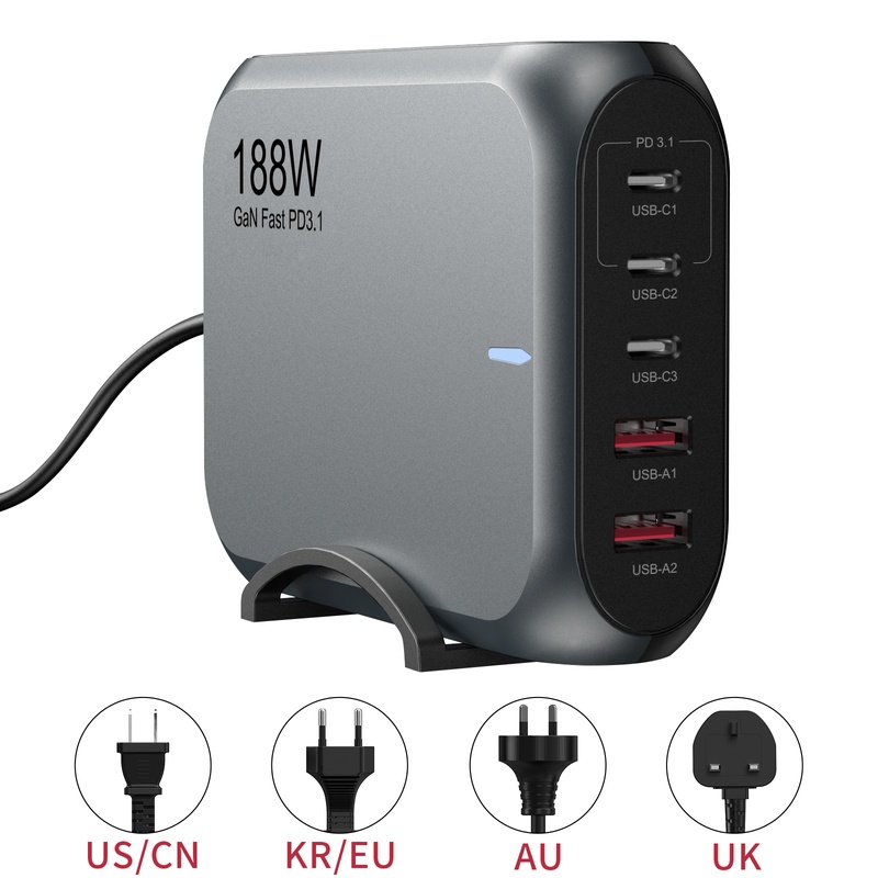 GS-W188A0957 188W 3C2A PD3.1 GaN Gallium Nitride Desktop Charger