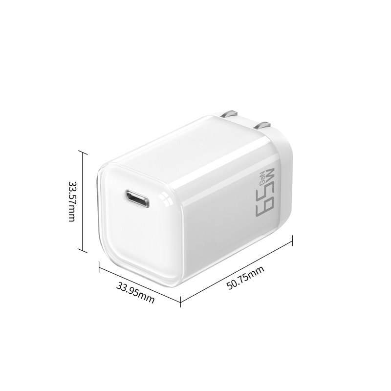 GS-65W0986 65W 1C Mini Foldable US/China Standard Transparent Dual-Color GaN Gallium Nitride
