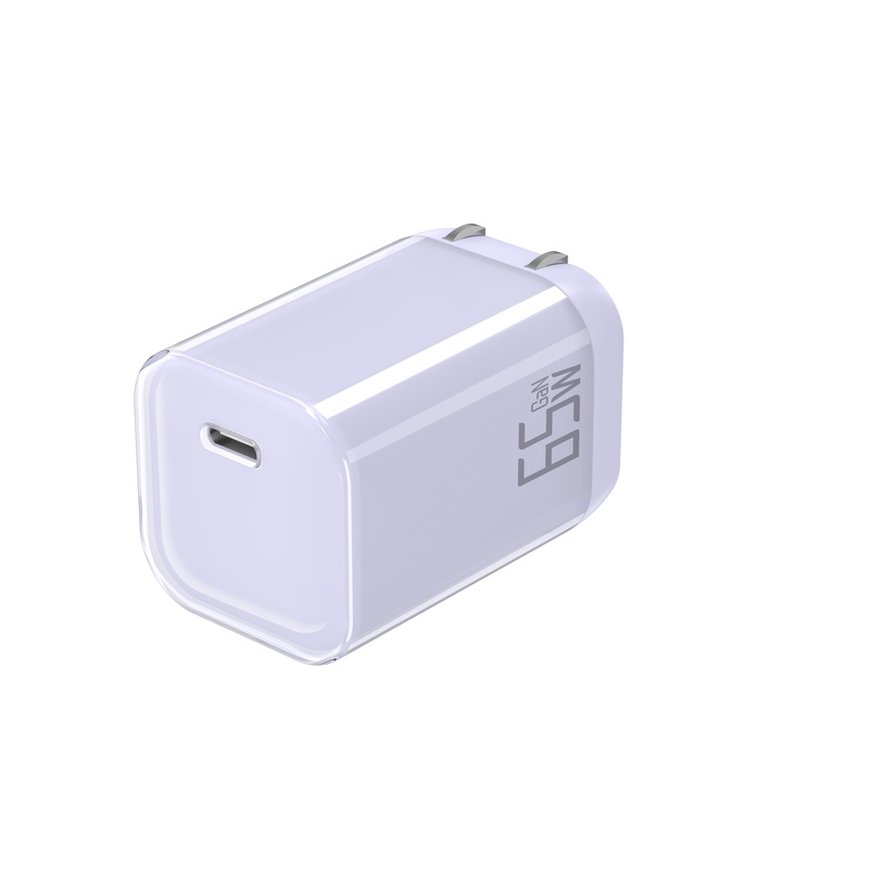 GS-65W0986 65W 1C Mini Foldable US/China Standard Transparent Dual-Color GaN Gallium Nitride